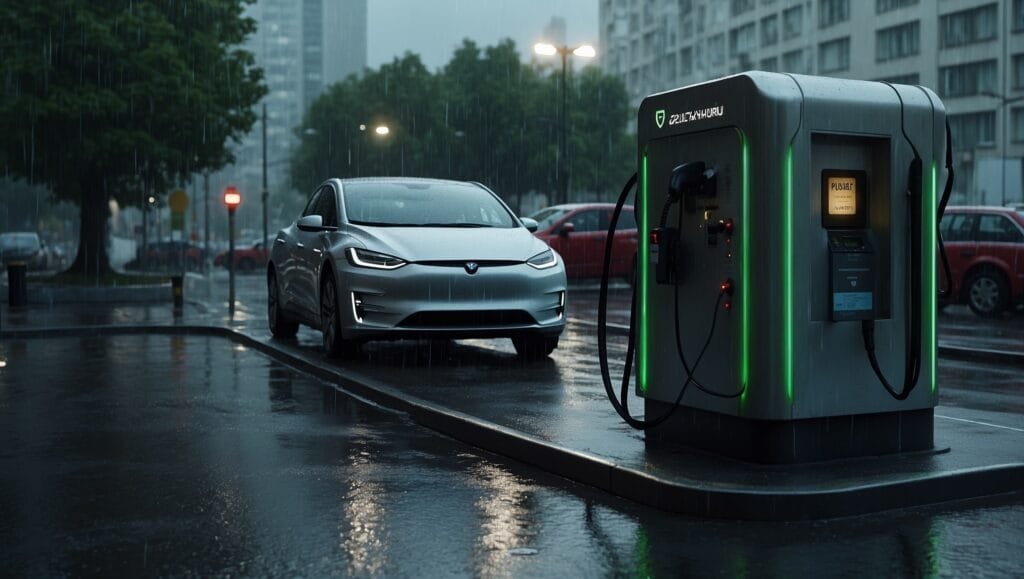 האם אפשר להטעין רכב חשמלי בגשם? כל מה שצריך לדעת